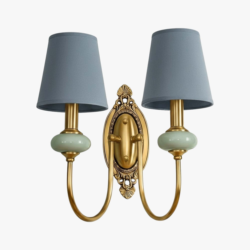 Rowan Classic Fabric Shade Sconce – Ceramic Wall Light for Hallway or Bedroom | Souliia
