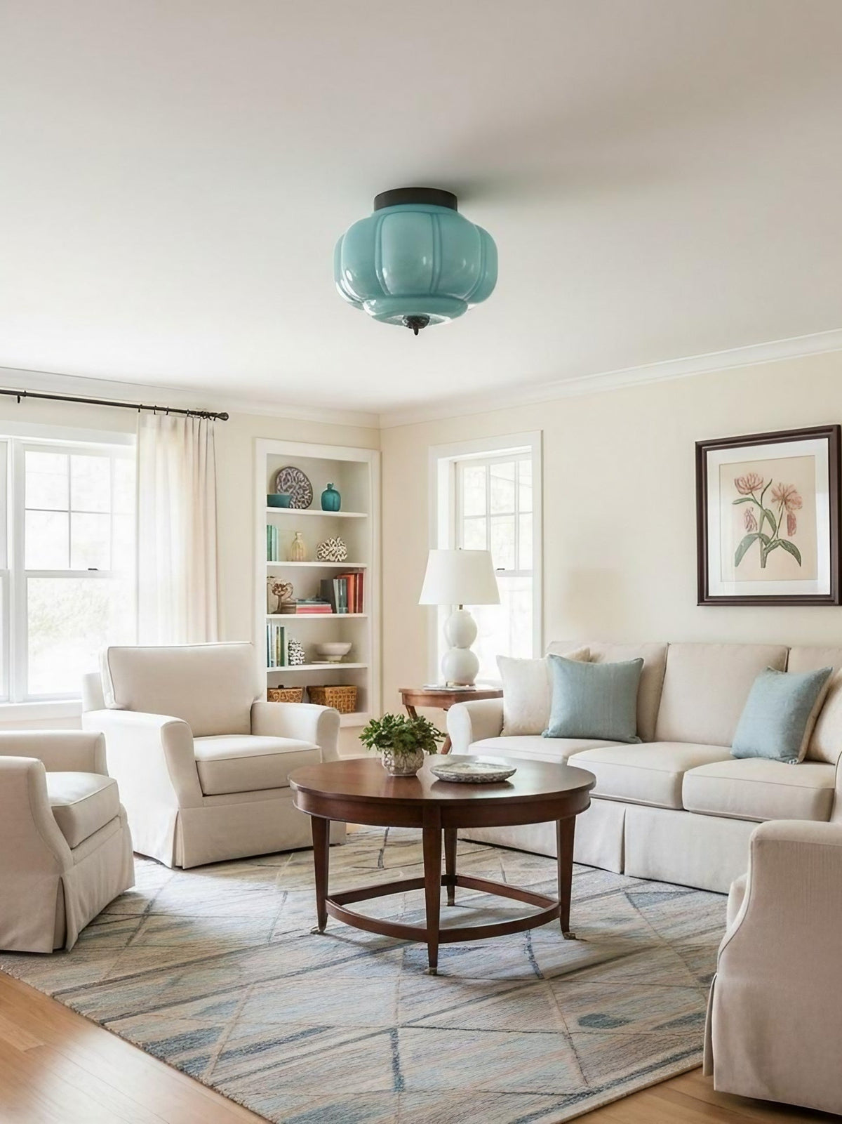 Retro Milk Semi Flush Mount Eloise Ceiling Light | Souliia