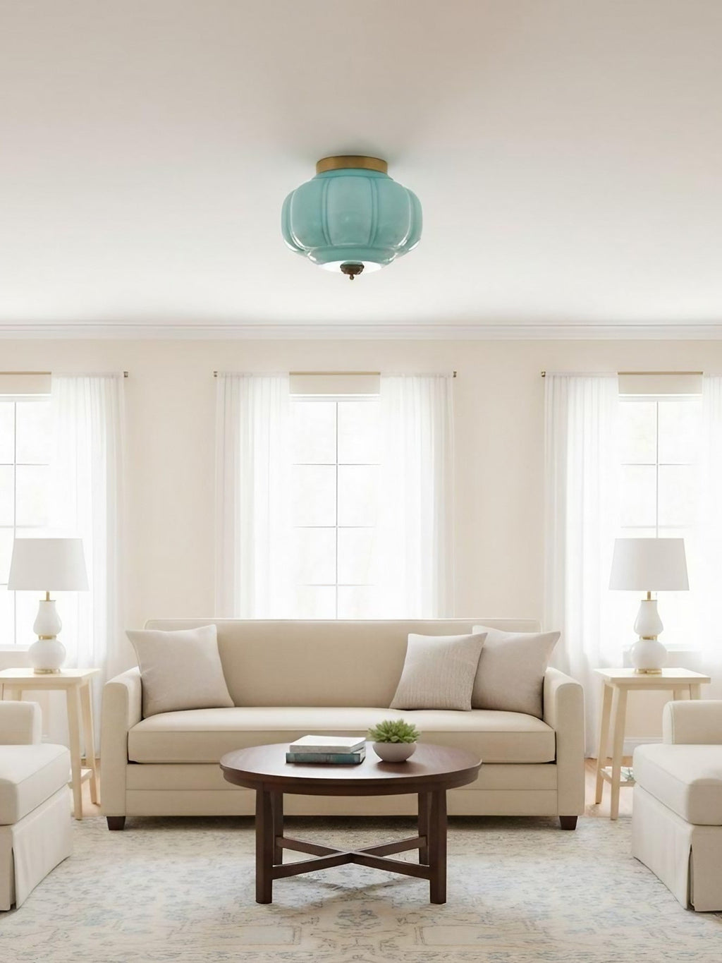 Retro Milk Semi Flush Mount Eloise Ceiling Light | Souliia