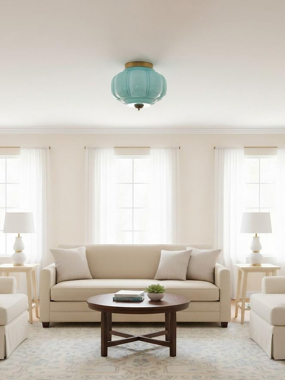 Retro Milk Semi Flush Mount Eloise Ceiling Light | Souliia