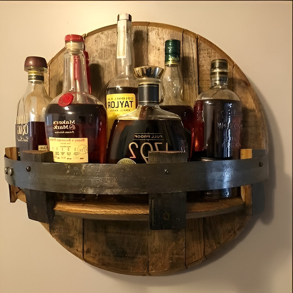 Bourbon Whiskey Barrel Shelf — Rustic Collection Display