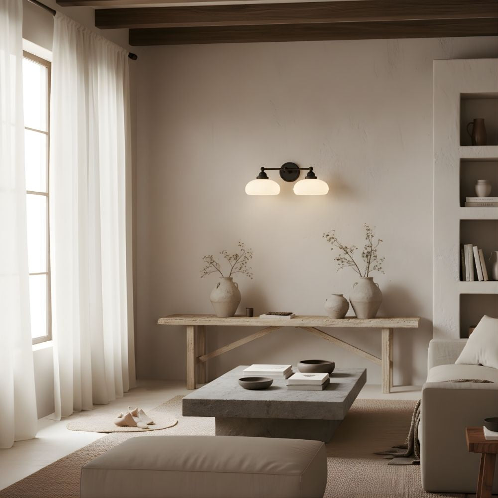 Riven Milk Glass Wall Lamp Vintage Industrial Style - Bedroom Bathroom Lighting | Souliia