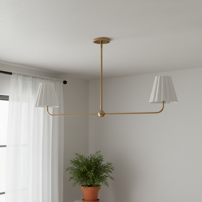 Ruffmeto Ruffled Shade Metal Frame Chandelier for Dining, Entry and Living Room | Souliia