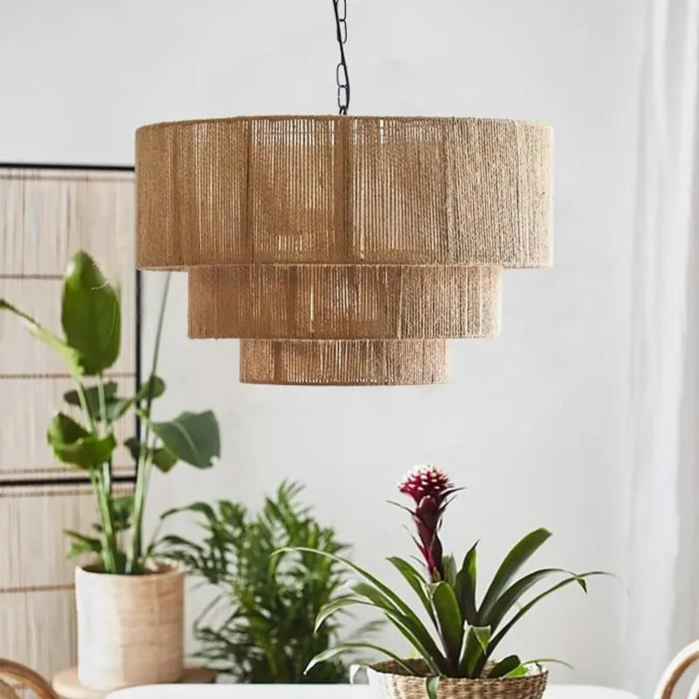 The Elegant Woven Waterfall Rattan Pendant Light | Souliia