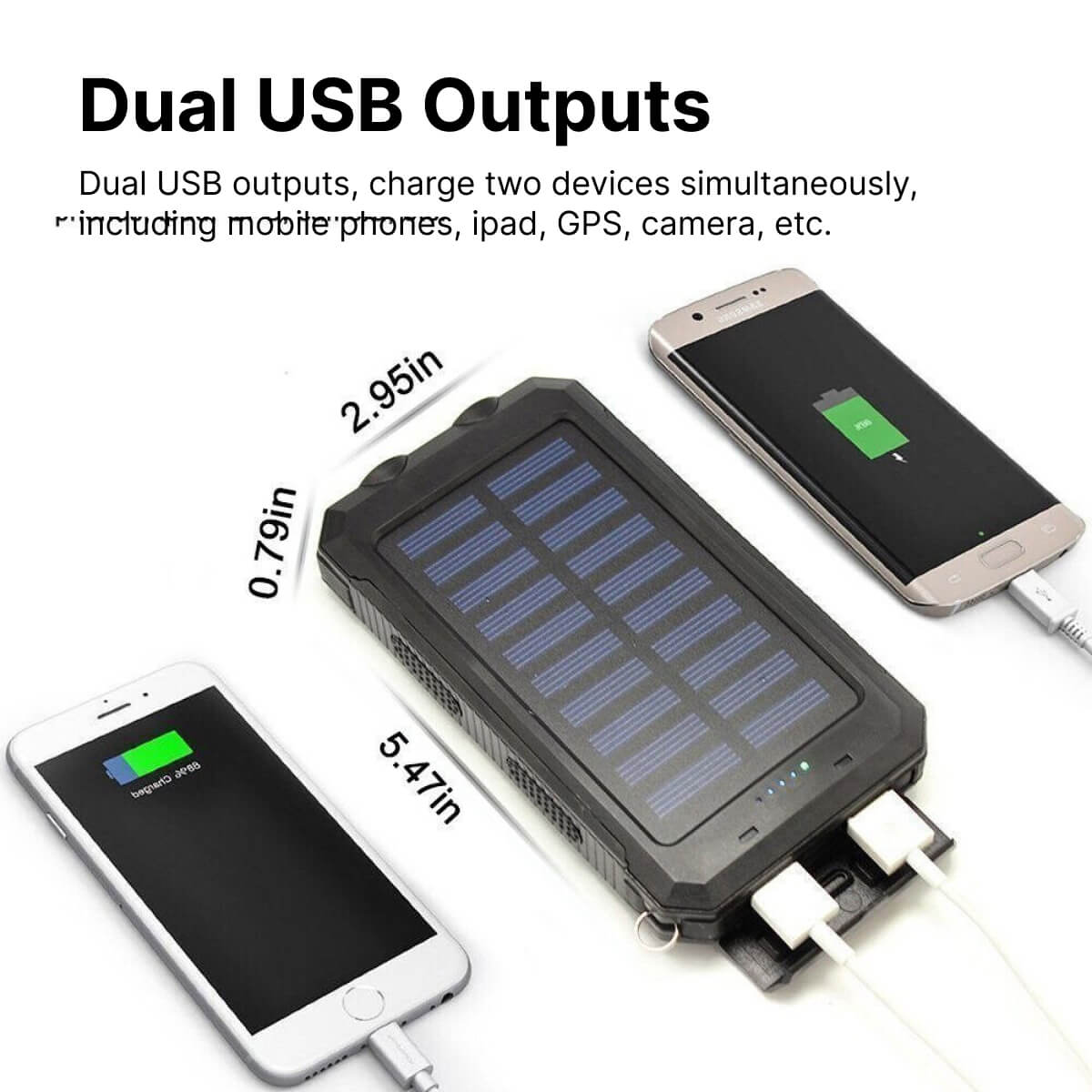 500000 MAH Waterproof Solar Charger Power Bank — Dual USB