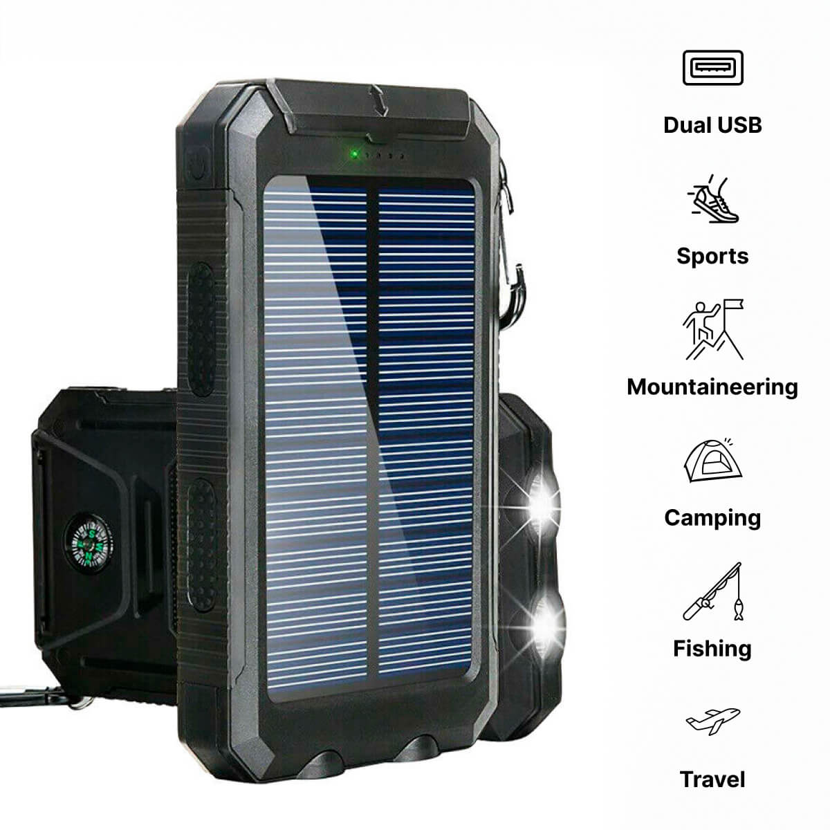 500000 MAH Waterproof Solar Charger Power Bank — Dual USB
