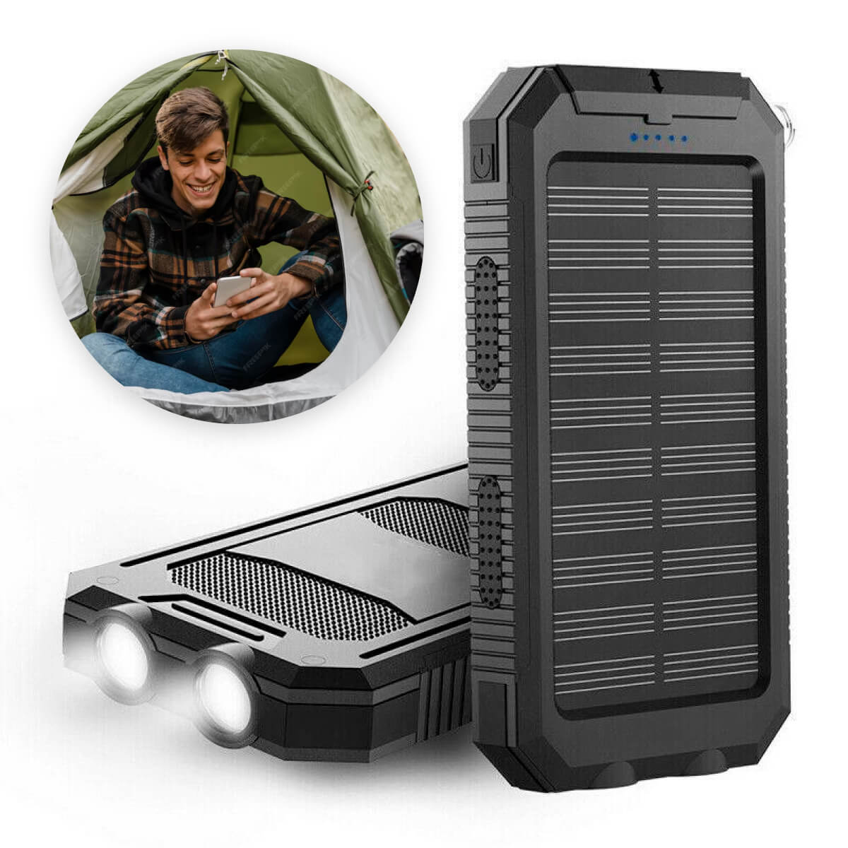 500000 MAH Waterproof Solar Charger Power Bank — Dual USB