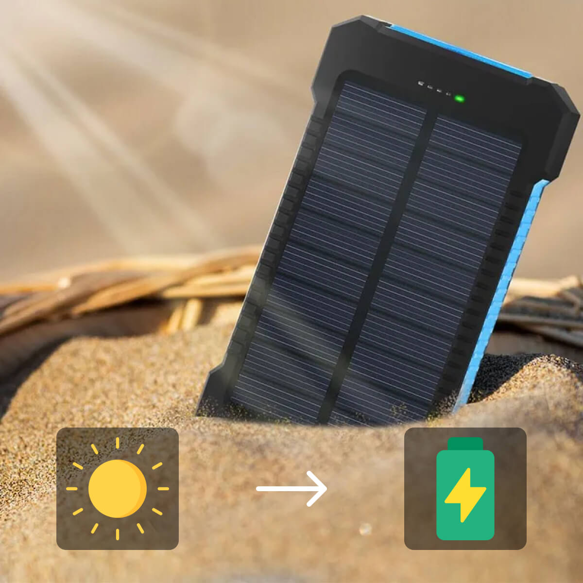 500000 MAH Waterproof Solar Charger Power Bank — Dual USB