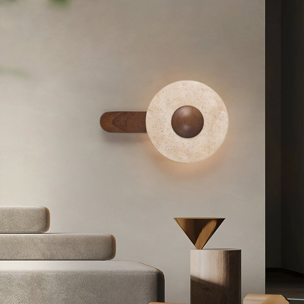 Lampada da parete in legno e travertino giallo M10 | Souliia