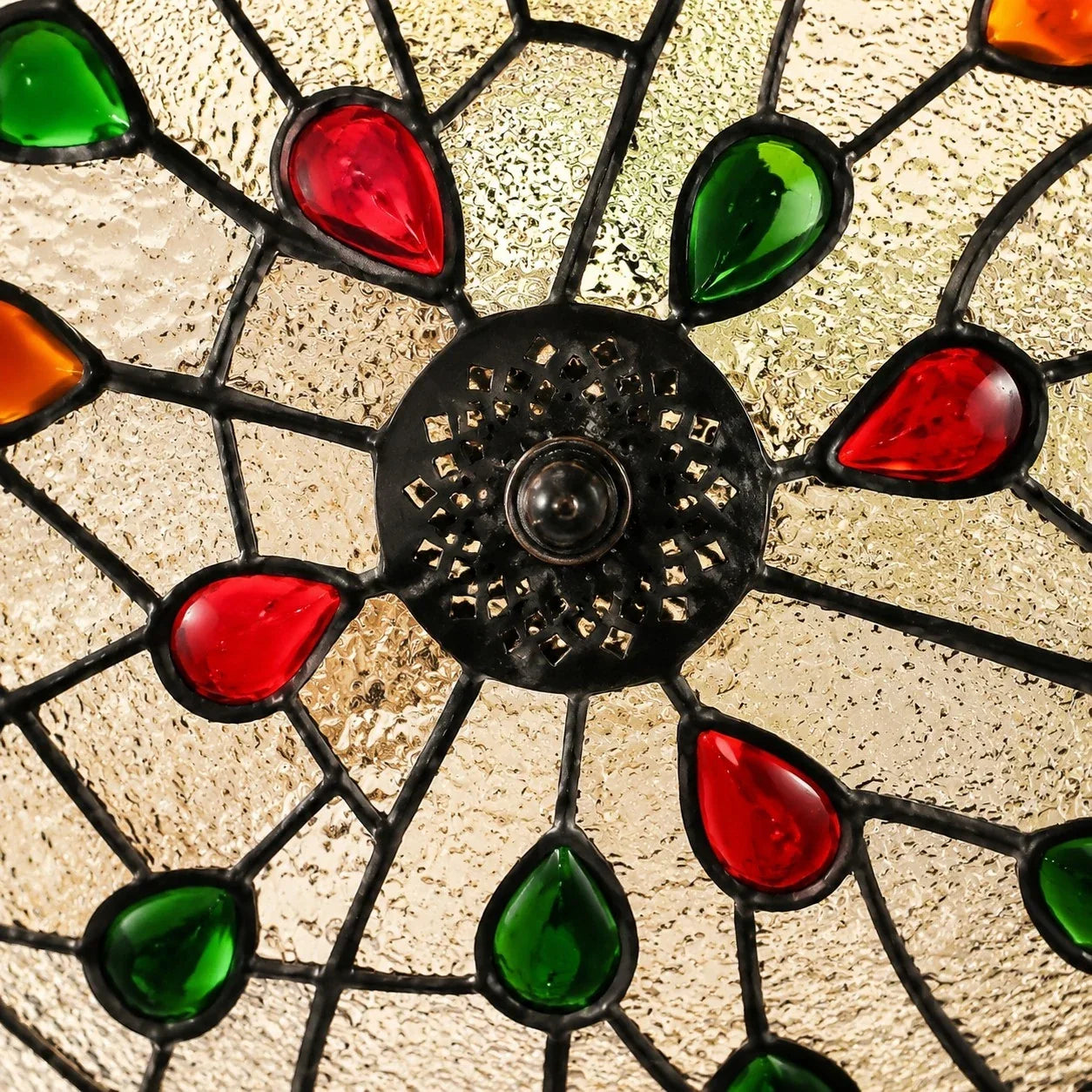 Tiffany-Style Stained Glass Flush Mount Light | Souliia