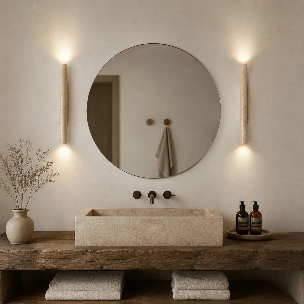 Stone Linear Wall Sconce, Up Down Wall Light for Hallway, Vanity, Bedroom and Stairway | Souliia