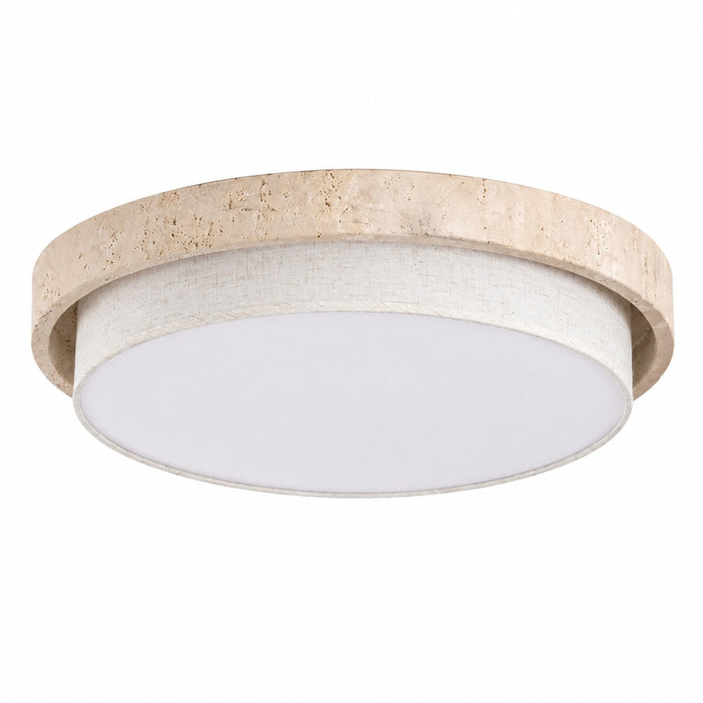 Travertine Fabric Flush Mount Ceiling Light | Souliia