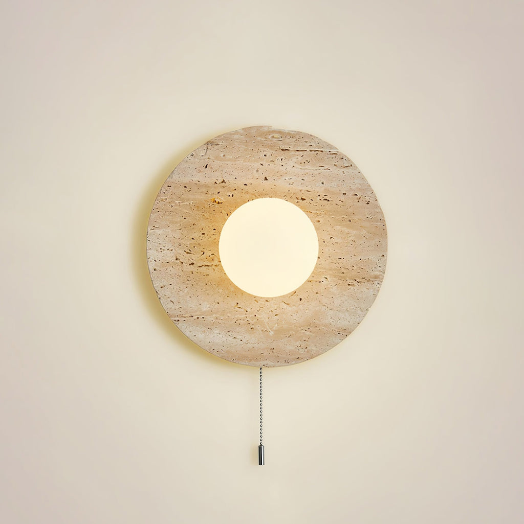 Retro Wabi Sabi Travertine Lunar Eclipse Wall Light M07 | Souliia
