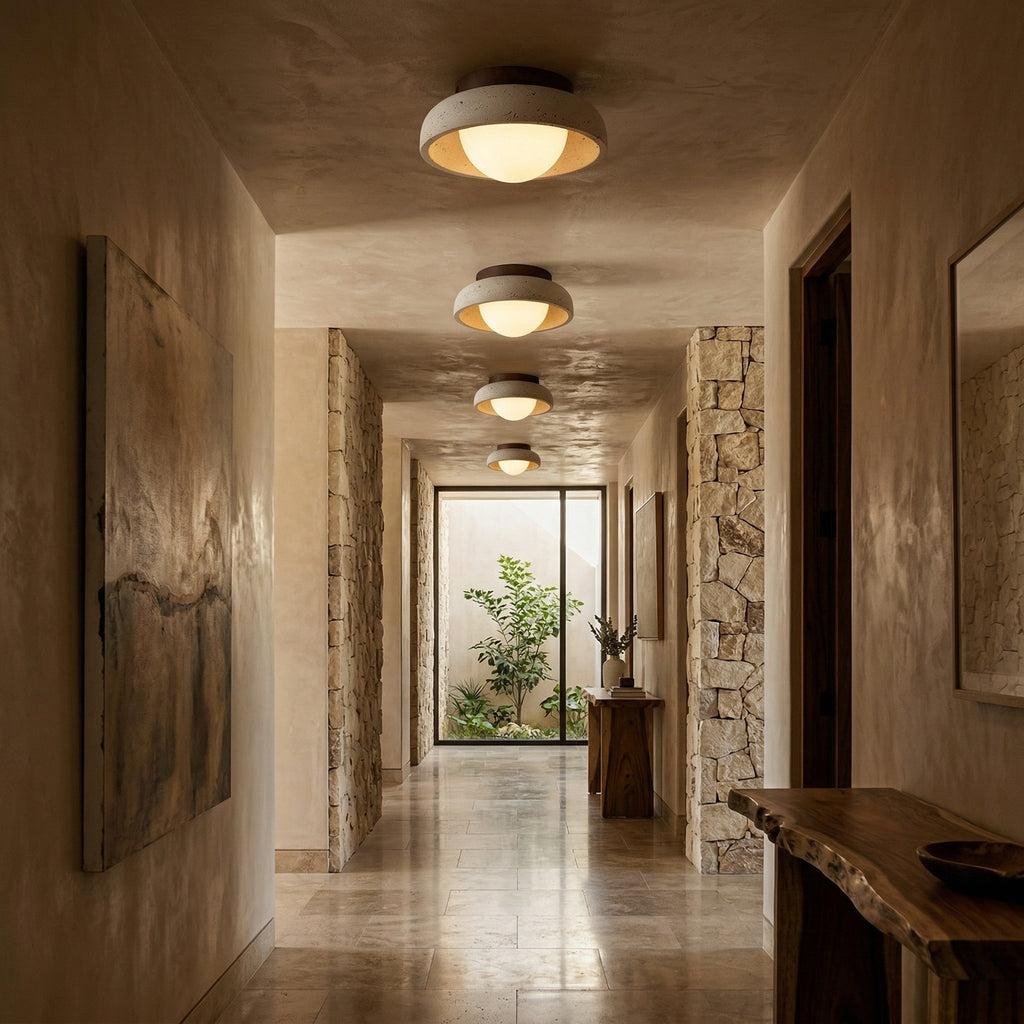 Lampada da soffitto Piedra in travertino | Souliia