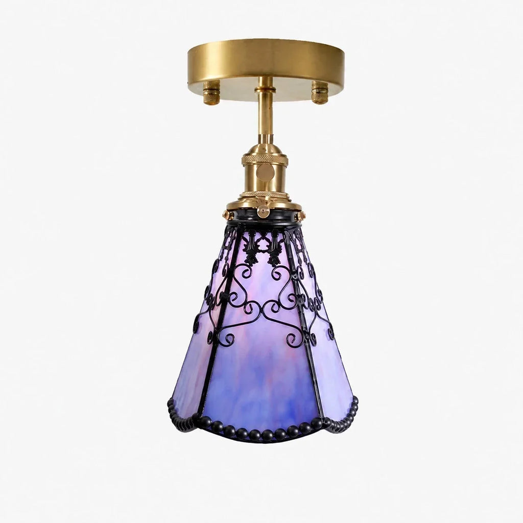 Tiffany Stil Lila Buntglas Halbeinbau-Deckenleuchte | Souliia