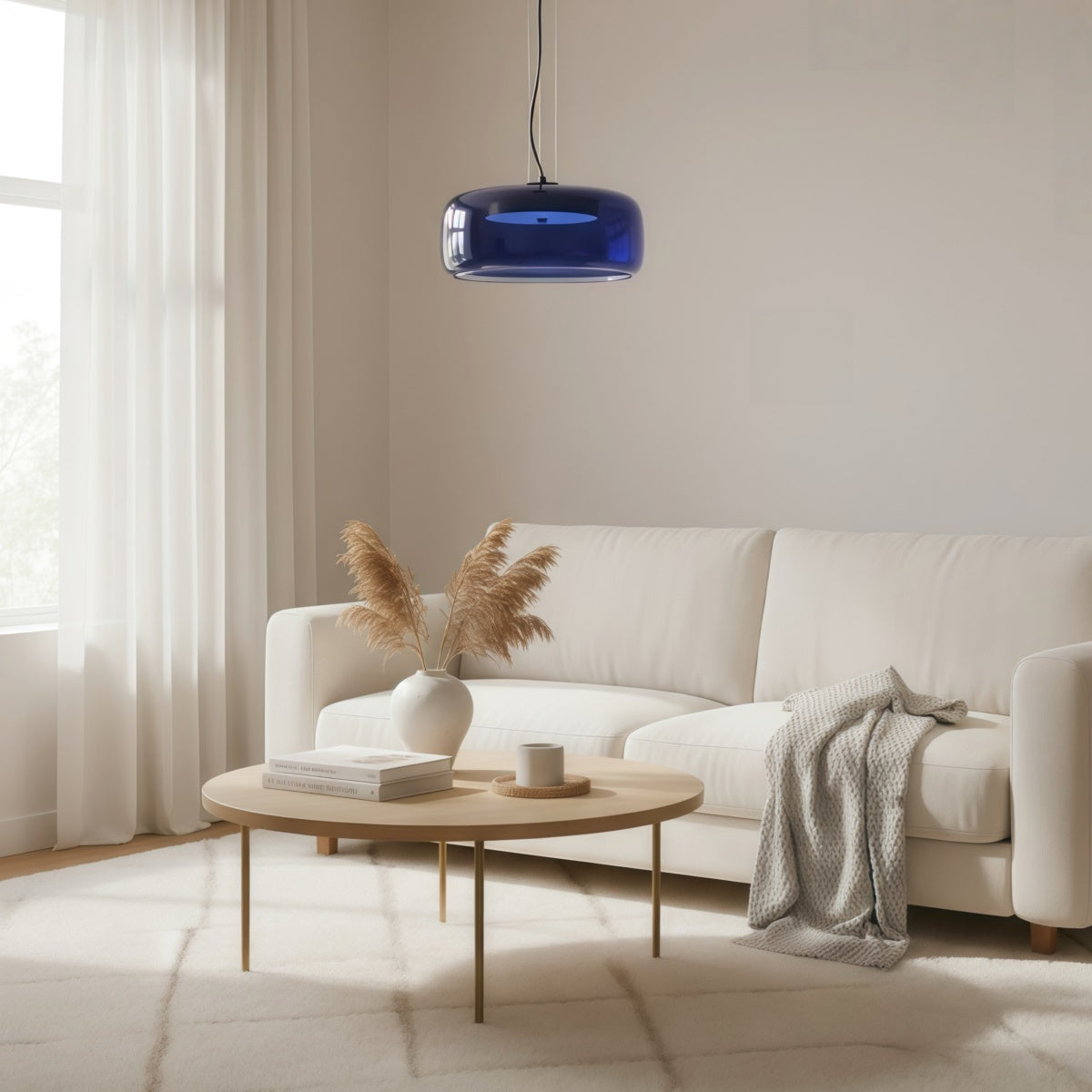 Lunorae Rounded Glass Pendant Lamp - Modern Sculptural Lighting for Living Room | Souliia