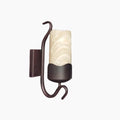 Rustic Alabaster-Style Wall Sconce with Black Metal Frame | Souliia