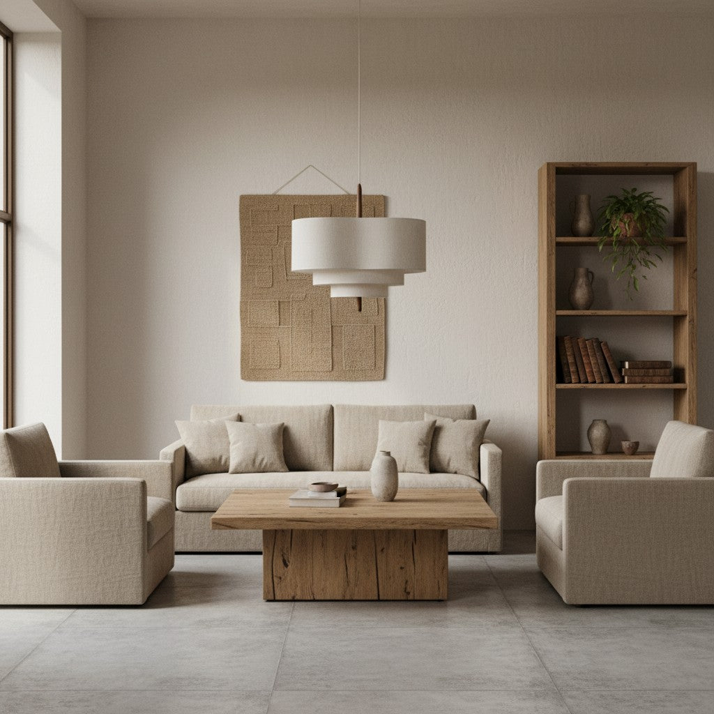 Softlume Wave Linen Shade Pendant Lamp - Modern Light for Dining Room | Souliia