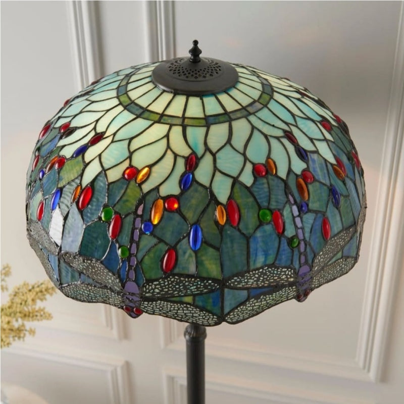 TiffStar Kunstglas Stehleuchte mit Ornamentmuster-Schirm – Stehlampe für Wohnzimmer | Souliia