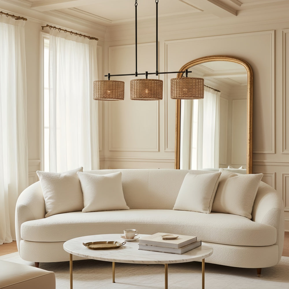 Ravelo Rustic Drum Pendant Light with Sculptural Metal Design for Dining and Living Spaces | Souliia