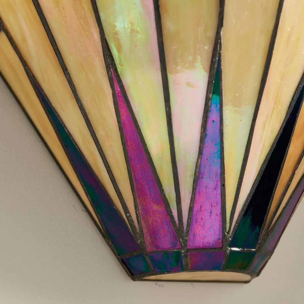 TF Art Deco Tiffany Glass Wall Sconce – Handcrafted Geometric Light for Hallways and Living Areas | Souliia