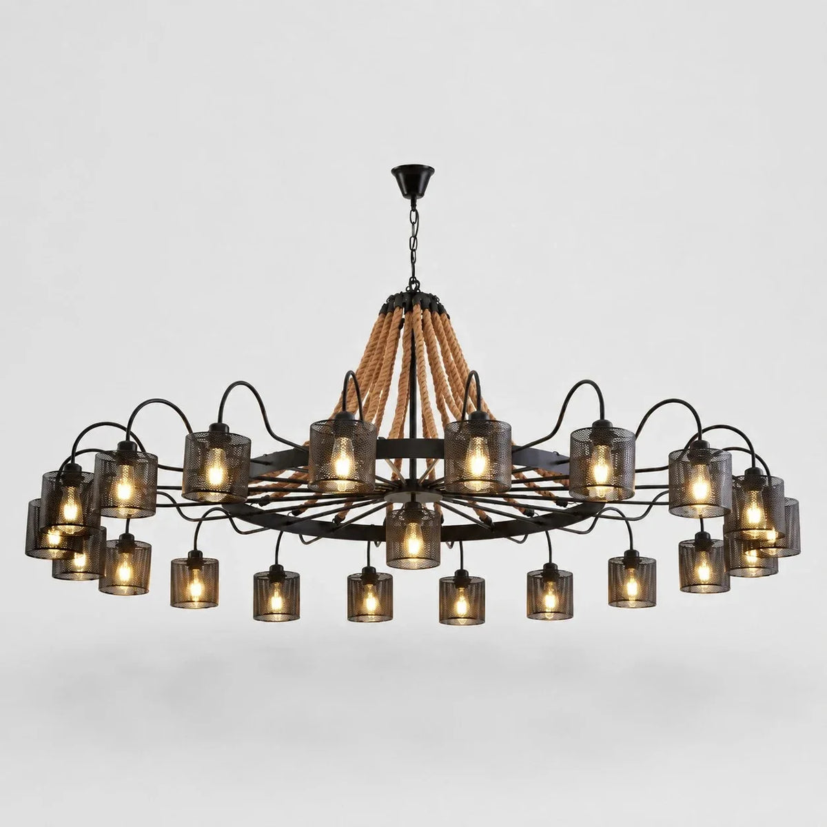 Rustic Farmhouse Rope Chandelier | Souliia