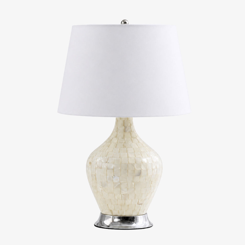 Soft Shade Crafted Table Lamp with Coastal Farmhouse Style for Living Room Decor | Souliia