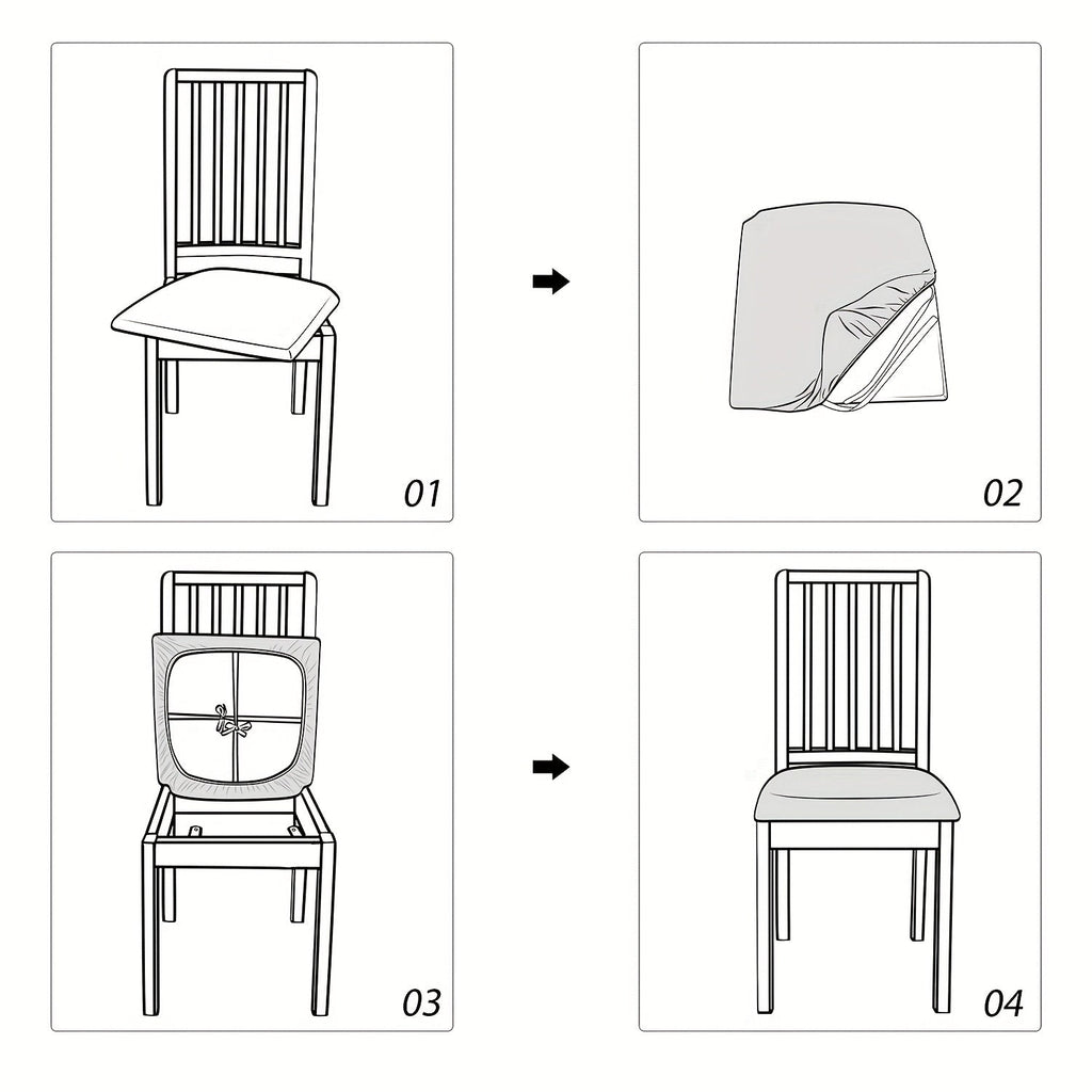 Crossfit Elastic Dining Chair Covers — Cross-Textured Stretch Fabric, Secure Fit
