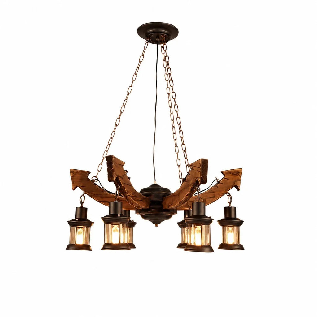 Rustic Industrial Solid Wood Pendant Light Collection | Souliia