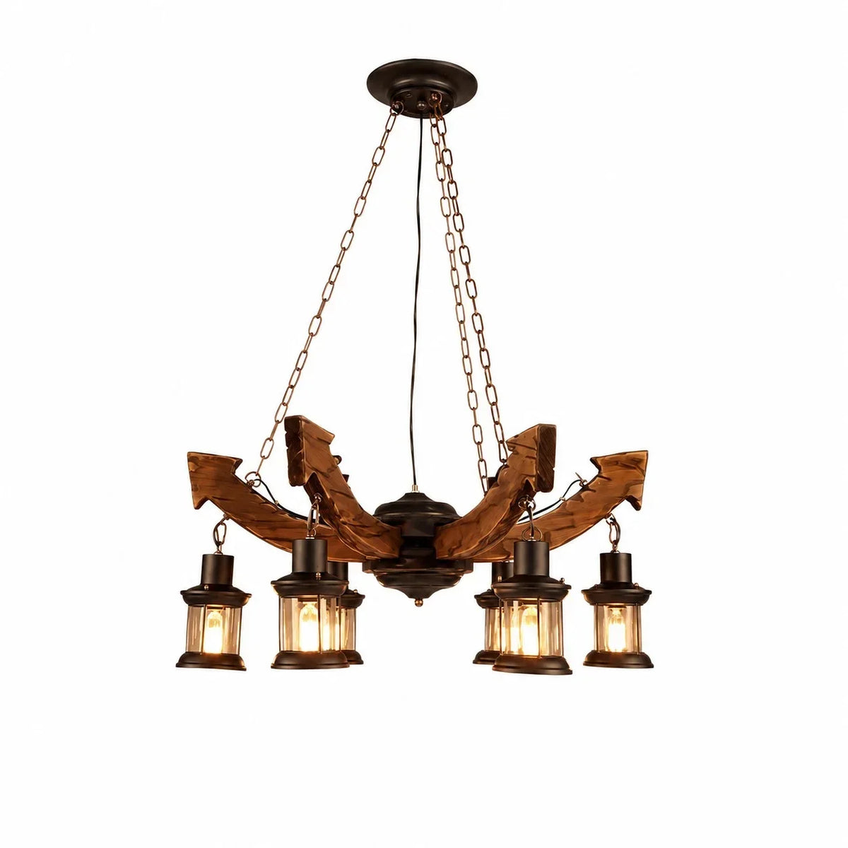 Rustic Industrial Solid Wood Pendant Light Collection | Souliia