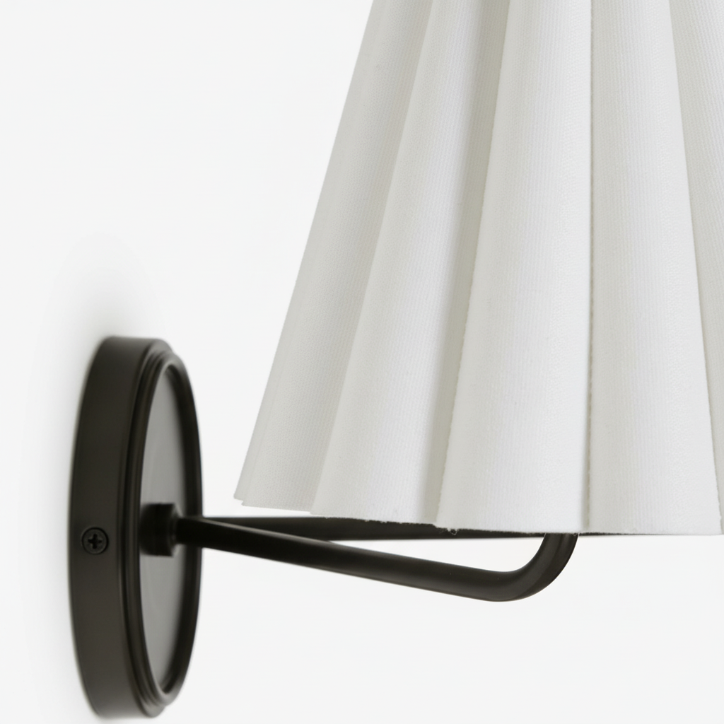 Ruffmeto Textured Pleated Fabric Modern Wall Light for Living Rooms | Souliia