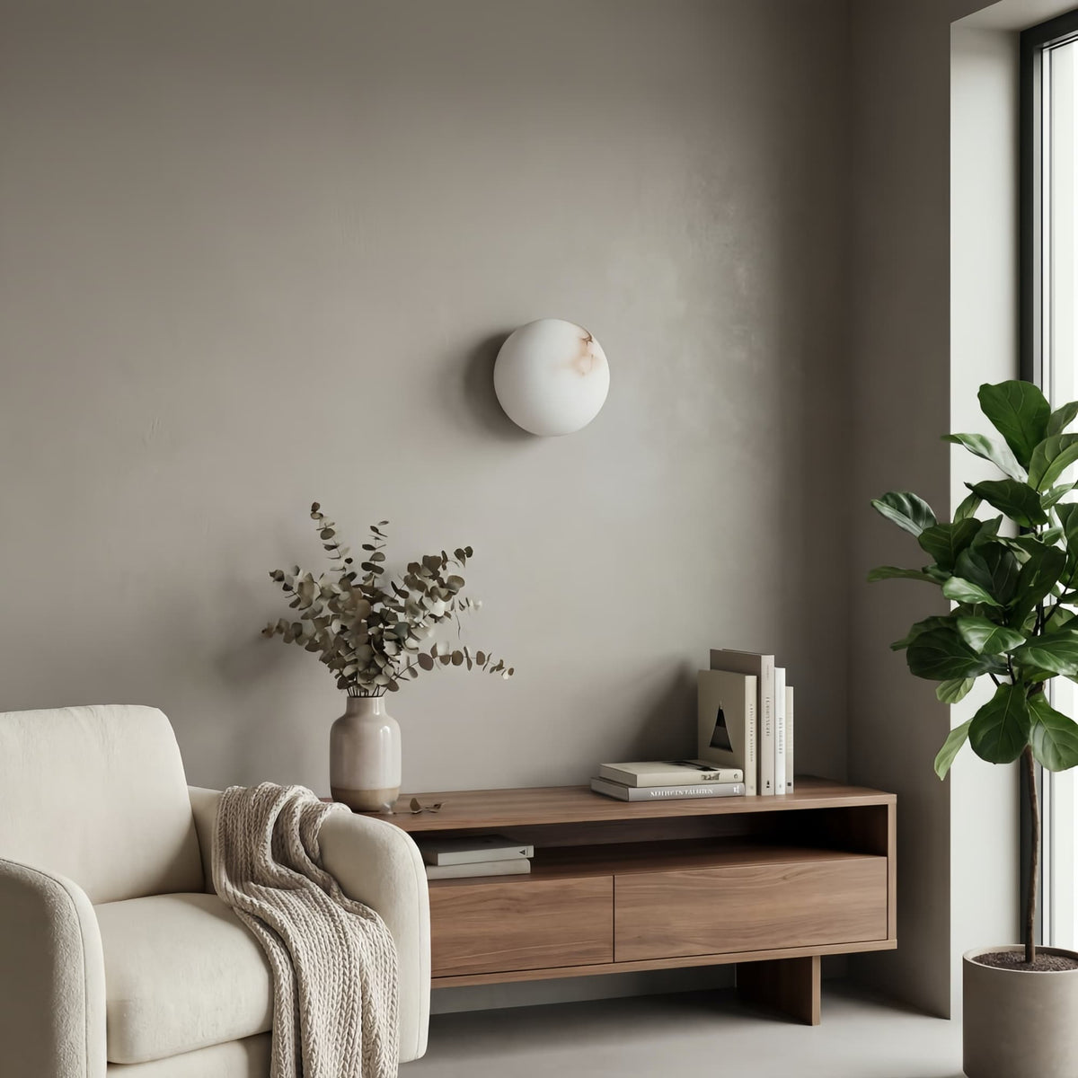 OrbisMuse Elegant Natural Stone Globe Wall Sconce - Minimalist Light for Hallways | Souliia