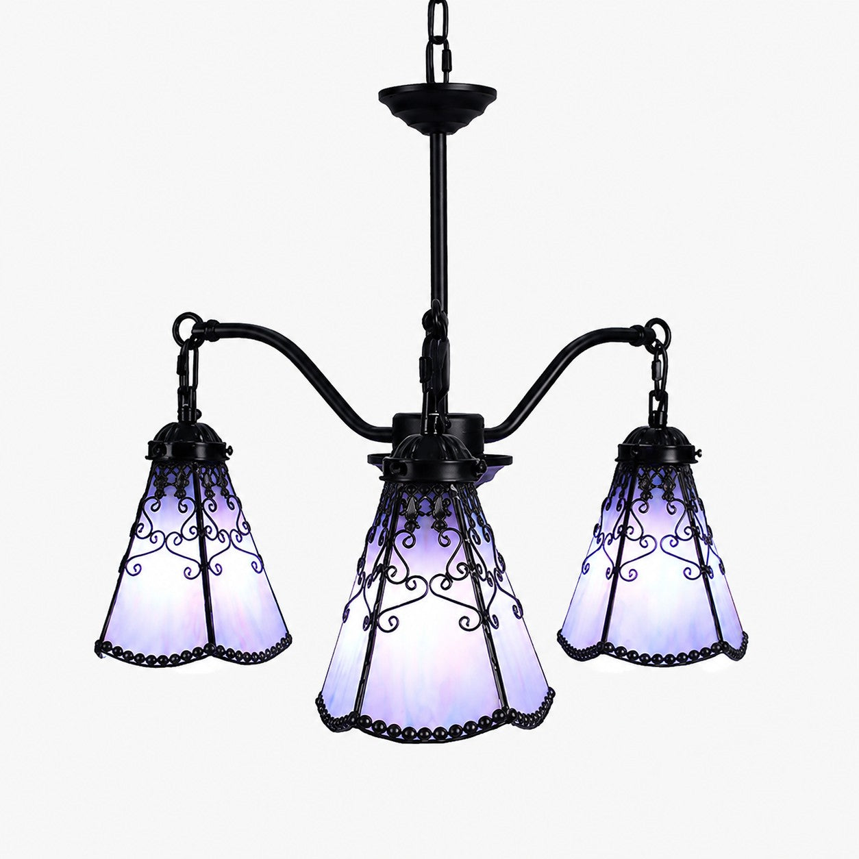 Tiffany-Style 3-Light Glass Pendant Chandelier | Souliia