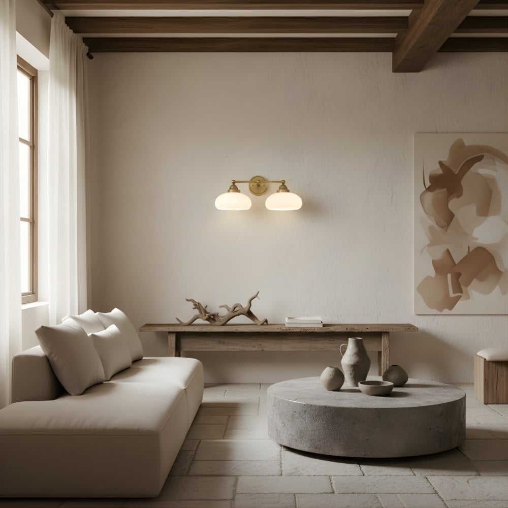 Riven Milk Glass Wall Lamp Vintage Industrial Style - Bedroom Bathroom Lighting | Souliia