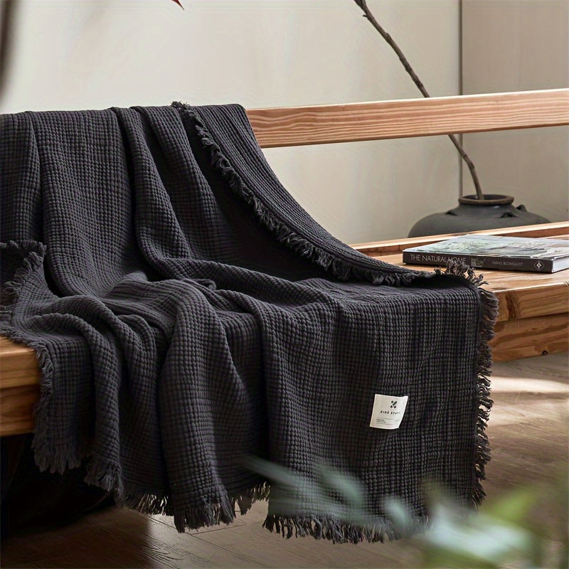 Softcloud Four-Layer Cotton Crepe Blanket — Neutral Beige, Lightweight