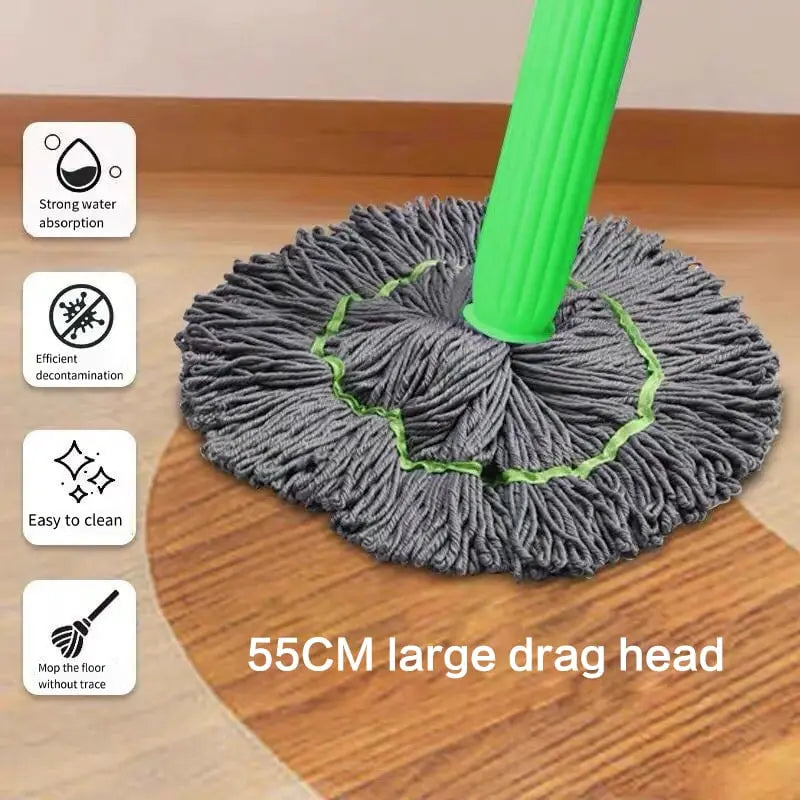 Self-Wringing Microfiber Mop Replacement Head | Swivel Connector | Hands-Free Operation | CleanPulse - Souliia