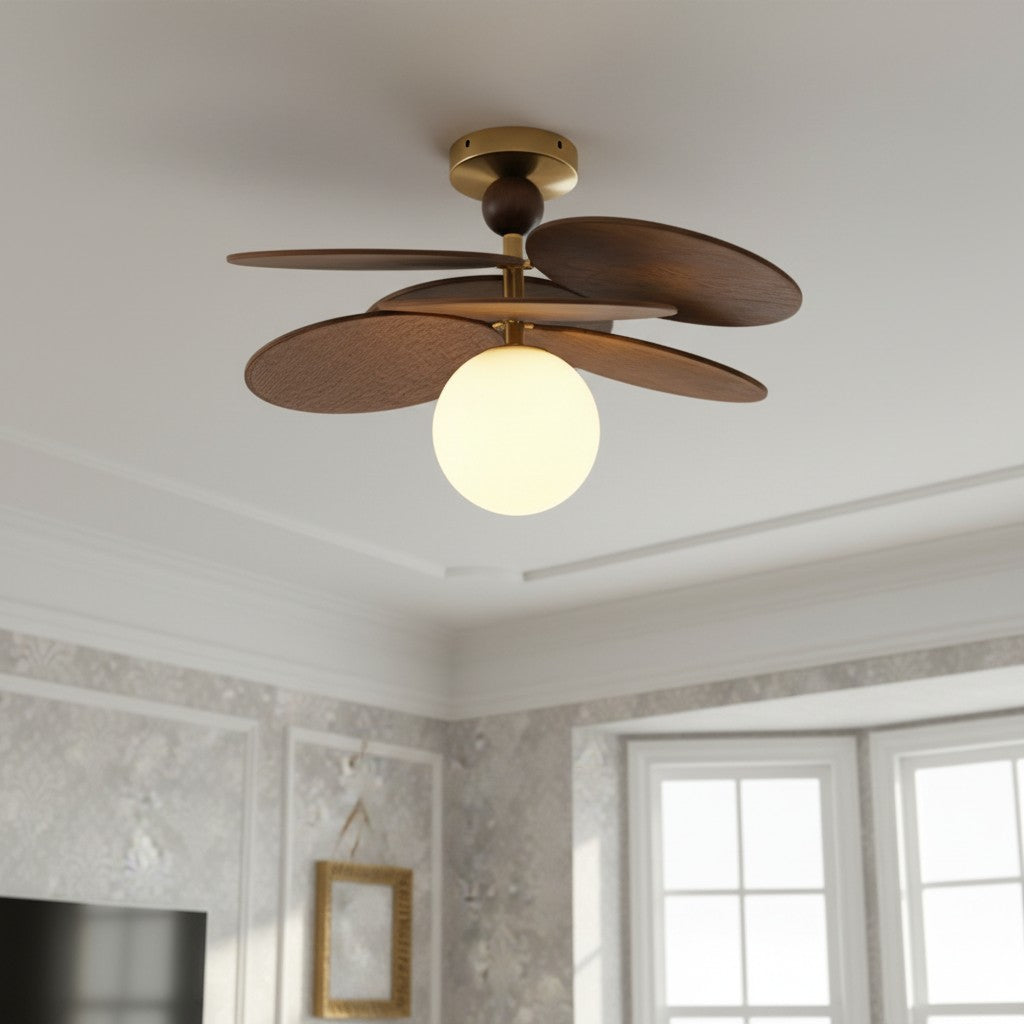 Orrise Cascading Leaf Ceiling Light - Modern Metal and Wood for Bedrooms and Living Rooms | Souliia