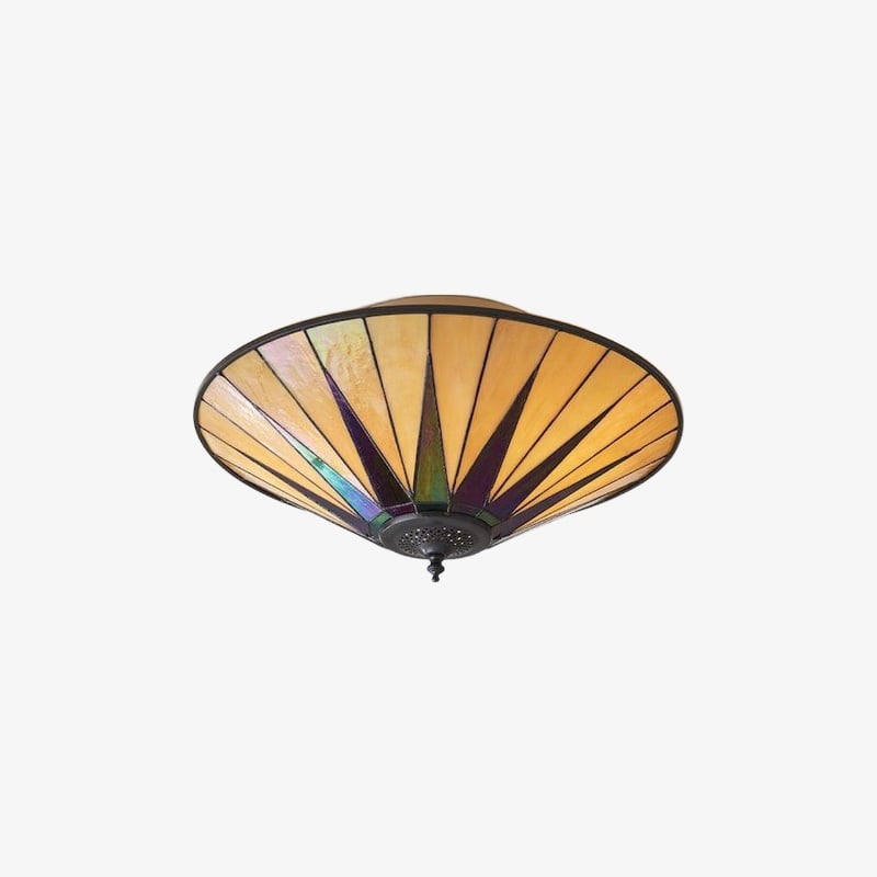 Tiffstar Elegant Art Glass Flush Ceiling Light with Vintage inspired Glass Diffuser – Classic Ceiling Fixture for Home Interiors | Souliia
