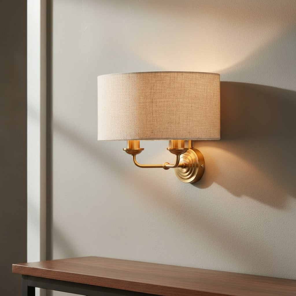 Tela elegante Wandleuchte mit Stoffschirm und feinem Metallrahmen für Wohnzimmer und Schlafzimmer | Souliia