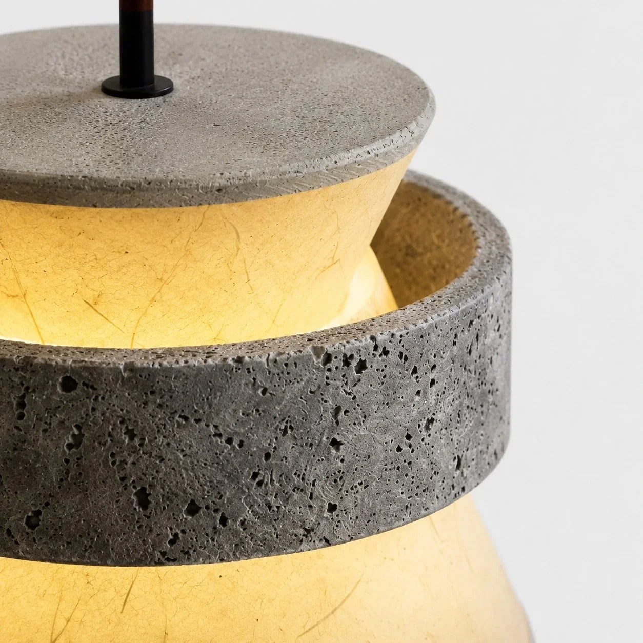 Silver Stone Texture Rice Paper Pendant Light | Souliia