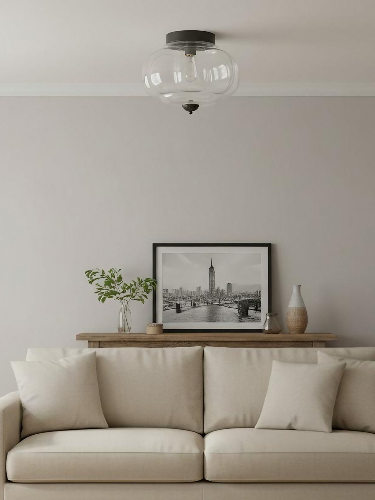 Retro Milk Semi Flush Mount Eloise Ceiling Light | Souliia