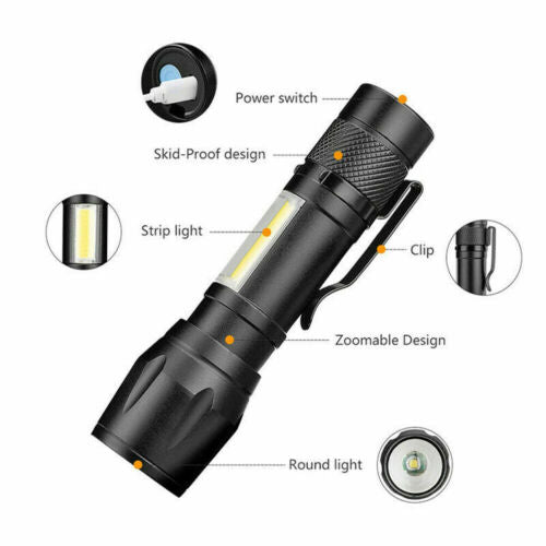 Dobíjecí taktické svítilna s výkonem 900 lumenů – kompaktní design - Souliia