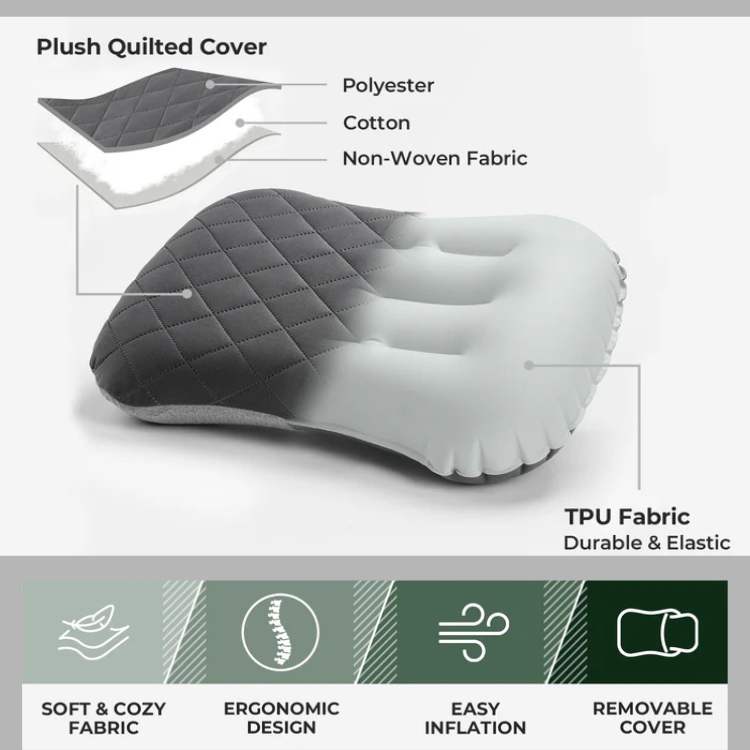 Travel-Friendly Inflatable Pillow for Camping Use - Souliia