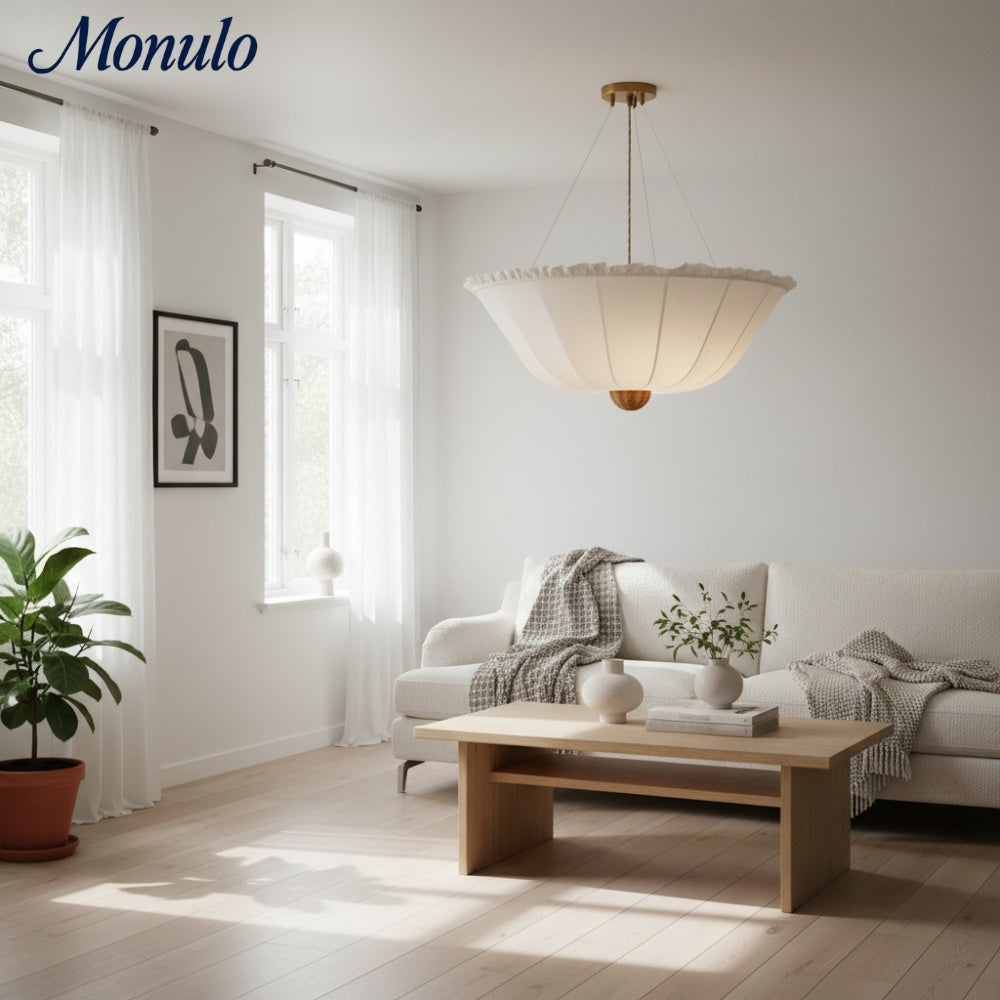 Wickara Natural Wicker Parasol Contemporary Flush-Mount Ceiling Light for Small Rooms | Souliia