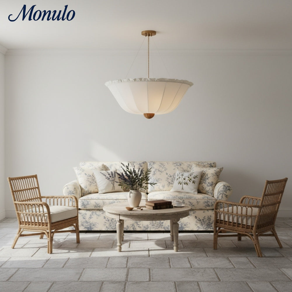 Wickara Natural Wicker Parasol Contemporary Flush-Mount Ceiling Light for Small Rooms | Souliia
