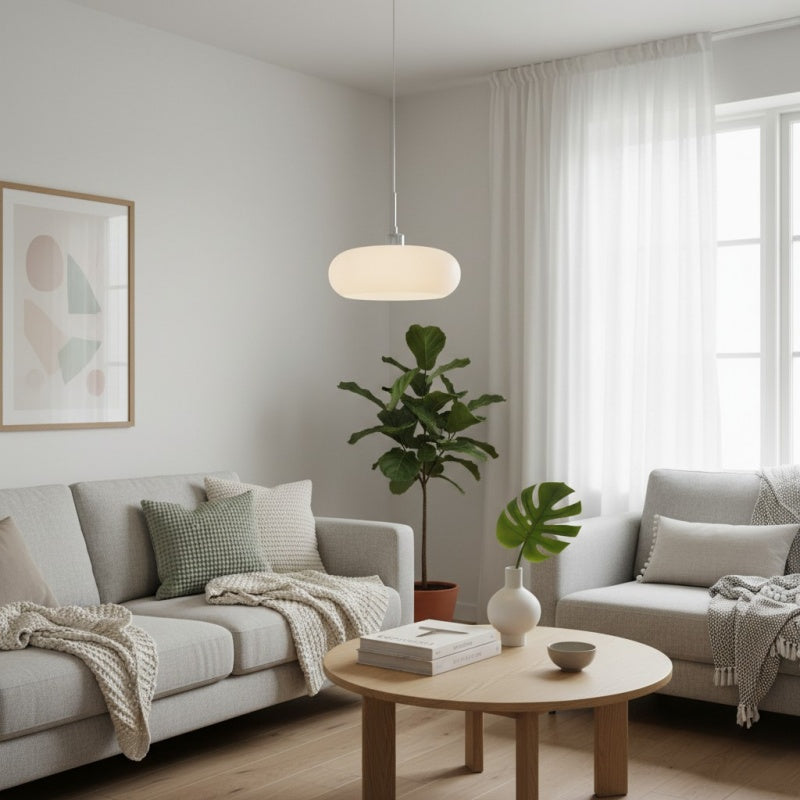 Závěsná lampa Potivus Glow v retro stylu – sochařské závěsné svítidlo do obytných prostor N36 | Souliia