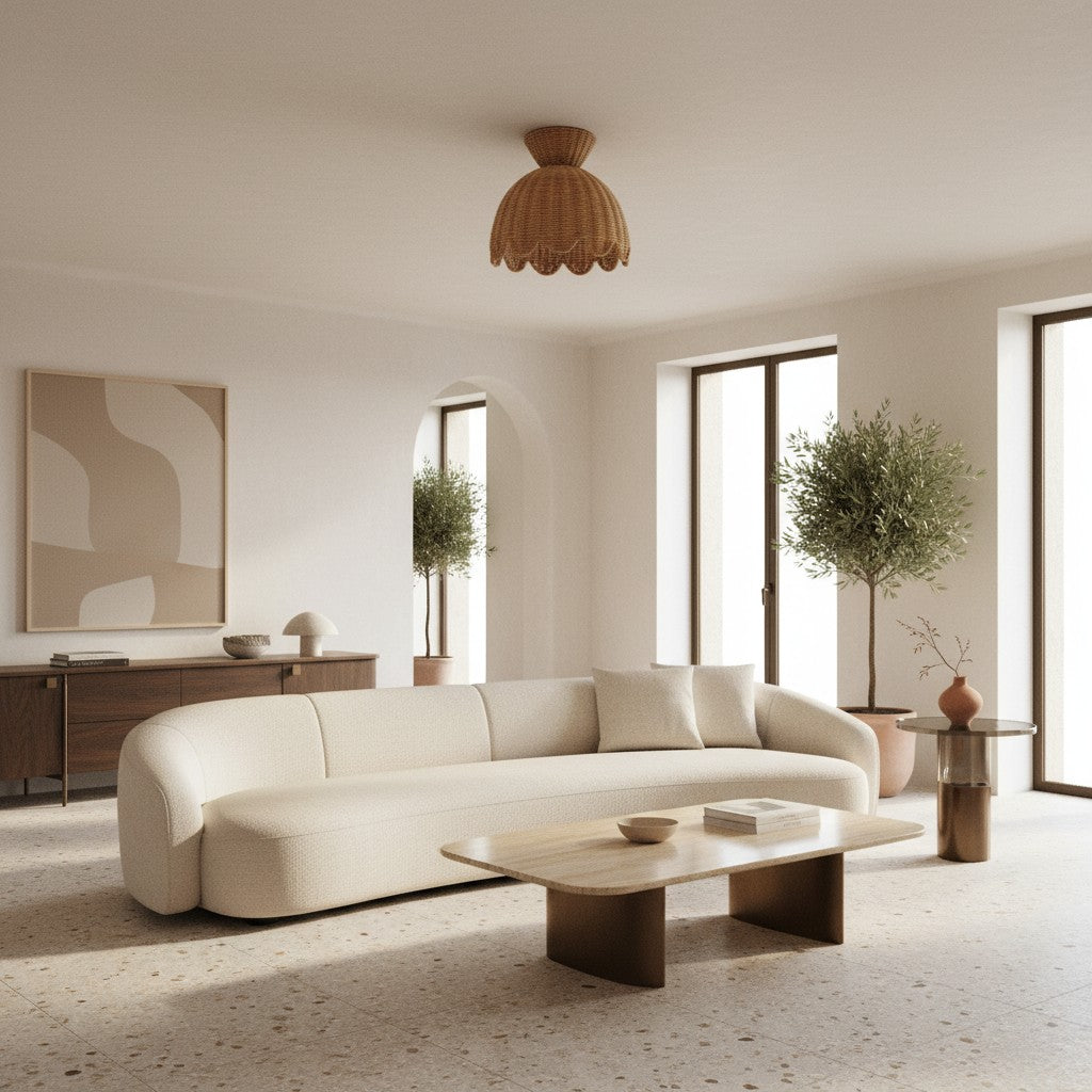 Rattalia Ceiling Light - Sculptural Flower Design in Natural Style for Kitchen Island | Souliia
