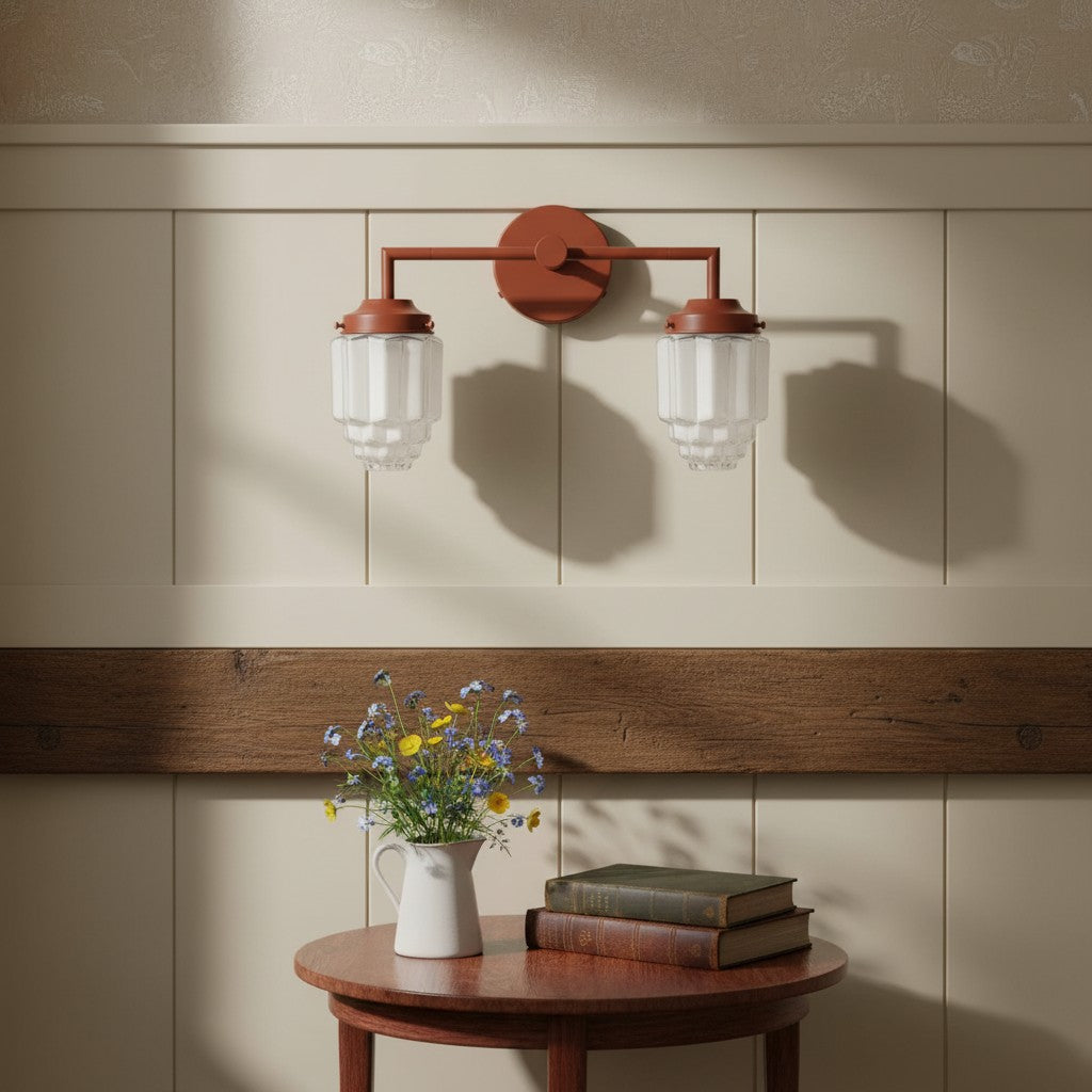 Tierlux Glass Art Deco Vanity Light – Geometric Glass Wall Sconce for Modern Bathrooms | Souliia