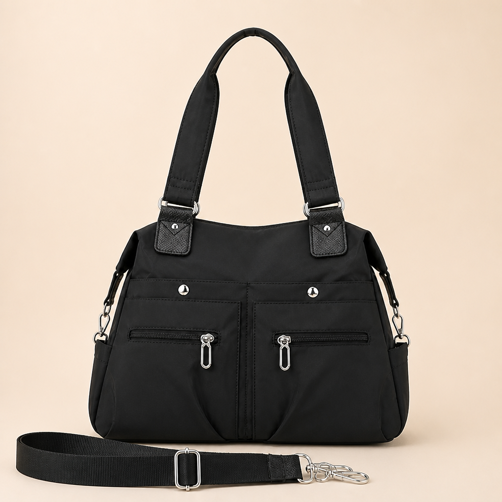 VeroStride – Soft Nylon Shoulder Bag with Detachable Crossbody Strap - Souliia