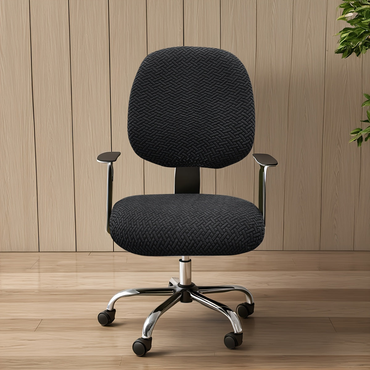 OfficeGuard Elastic Back Cover Set — Secure Elastic Edge, Split Chair Design